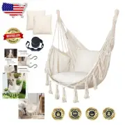 Durable Macrame Hanging Chair with Cushions - Stylish and Secure Relaxation