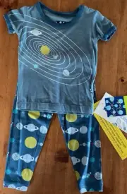 Kickee Pants Pajama Set Short Sleeve Twilight Planets 6-12 Months NWT