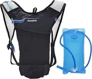 Cycling Backpack Running Bag with Drinking Bladder ycle Bag Sports Vest Ultralight Riding Bags Women Men Breathable 5L Jogging Travel Daypack Bag + 2L Soft Water Flask for Riding Running Green