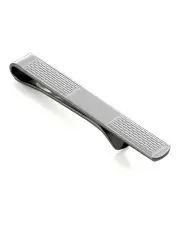 [Cudworth] Rhodium Plated Patterned Tie Slide 50mm in Silver