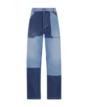 Etro Patchwork Logo-Embossed Straight-Leg Jeans 52 Blue
