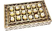 Jaiccha Ghasitaram Set of 2 Printed Blue Trays of Channa Laddoos|Diwali Gift,Holi,Rakhi,Valentine,Christmas,Birthday,Anniversary,Her,Him|