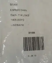 BIKE BICYCLE PARTS SRAM GENUINE ORIGINAL 9 SPEED CHAIN 114 LINKS 1404-00312