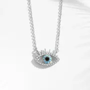 Sterling Silver Spiked Evil Eye Necklace – Bold Protection Amulet