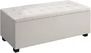 Artiss Tufted Storage Ottoman, Foot Rest Stool Bench Padded Seat Blanket Box Chest Bedroom Living Room Indoor, Beige 97 x 41.5 x 35cm Faux Linen Fabric Open Lid Heavy Duty