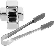 Metal Ice Cube Clip Set Reusable Stainless Steel Ice Cubes for Whiskey Non-Melting Easy to Clean Set of Chilling Stones for Bar Beverages