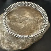 Sterling Silver Navajo Pearls 3mm Beads Stainless Steel Wire Wrap Bracelet 18954