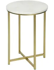 [Cooper & Co] Marble Ali Side Table in White/Gold
