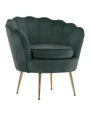 [La Bella] Accent Velvet Shell Lounge Chair in Green