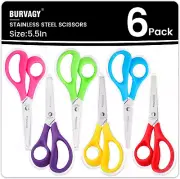 Kids Scissors 6-Pack, Scissors for School, Safety Scissors, Blunt Tip Scissors,M