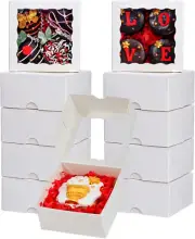 50Pack 4X4X2 Inch Cookie Boxes with Window Bakery Boxes Treat Boxes Truffle Boxe