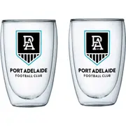 AFL Double Wall Glass Set - Port Adelaide Power - Set of Two