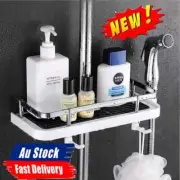 Shower Caddy Pole Tray No Drills Holder Storage Organiser Rack Bathroom SheCE