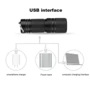New Mini Portable USB Rechargeable LED Flashlight Lamp Keychain Pocket Tor FF