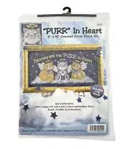 Design Works Crafts PURR In Heart Cross Stitch Kit 3 Angel Cats 8"x15"