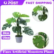 60/120cm Large Artificial Plant Potted Monstera Faux Turtle Leaf Home Decor