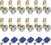 12 Pack Cabinet Cam Locks Keyed Alike 1-1/8 Inch, RV Storage Lock Set with Removable Key, Replacement for Cabinet, Drawer, Letter Box