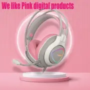 ABKO N980 Pink Virtual 7.1 Channel Headset RGB Vibration Mic GAMING Headset PINK