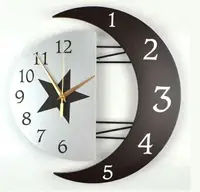 在飛比找樂天市場購物網優惠-現代感時鐘掛鐘創意幾何造型創意設計日月星辰鐘錶燙金設計感-數