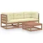 4-Piece Outdoor Lounge Set Garden Patio Sofa Chairs Furniture Setting Pine Wood