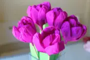 A BOUQUET OF HANDMADE CREPE PAPER TULIPS - FUCHSIA