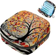 Period Bag,Sanitary Napkin Storage Bag,Abstract Autumn Tree Leaf,Tampon Bag for Purse