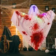 Halloween Hanging Ghost Ornament with Blood Glowing Ghost Haunted House Bar Prop