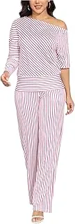 [JTNFairy] Two Piece Sets for Women 2025 Summer Sexy Plus Size One Shoulder 3/4 Sleeve Wide Leg Pants Vacation Travel Outfits