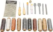 Leather Tools,Leather Sewing Kit Working Supplies with Pointed Waxed Thread Stitching Slot for DIY Craft