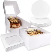 10 Pieces 10X10X5 Inches White Bakery Cake Boxes with Window and round Cake Boar