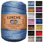 1.5mm x 153 Yards Premium Polyester Macrame Cord Sparkle Colorful Rope Yarn C...