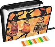 Quteprint 13 Pockets Expanding File Folder with Zipper Closure, Ethnic African Woman Dancing Accordion File Folder with Sticky Labels, Letter Size A4 Papers Expandable File Document Organizer