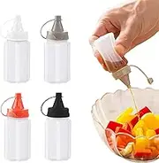 4 Pieces Mini Squeeze Bottles - 8 x 3.2cm Bento Box Plastic Condiment Bottle Tomato Ketchup Salad Honey Dressing Container