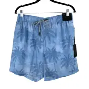 Vintage Summer Blue Palm Tree Print Swim Board Shorts Men’s Size XL NWT