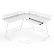 Costway L-Shaped Computer Desk Gaming Table w/Power Outlet