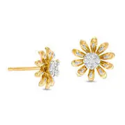 0.17 CT. T.W. Diamond Daisy Stud Earrings in Sterling Silver with 18K Gold Plate