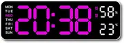 Rectangular Living Room Wall Clock with Multifunctional Alarm and Temperature Display 3-Level Brightness Adjustable, Style 2