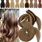 CLEARANCE Tape in Russian Remy Human Hair Extensions Skin Weft THICK Highlight D