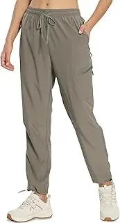 [MOURCE] Womens Hiking Pants Light Weight Quick Dry Elastic High Waist Cargo Joggers with 4 Zippered Pockets