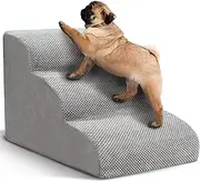 Heeyoo Dog Stairs for Small Dogs, 3 Tiers High Density Foam Dog Ramp, Extra Wide Non-Slip Pet Steps for High Beds Or Couch, Soft Foam Doggie Ladder for Dogs Injured, Older Pets, Small Cats