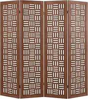 Giantex 4-Panel Room Divider, 165cm Folding Partition Stand with Double Action Metal Hinges, Carved Privacy Screen with Solid Wood Frame for Bedroom, Living Room, Walnut (4 Panels)