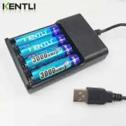 KENTLI AA 1.5V 3000mWh lithium li-ion rechargeable battery +4 slots polymer lith