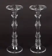 Candle Holders Clear Glass for Taper or 3"-4"Pillar Candles 5"Dx13.75"High Set/2