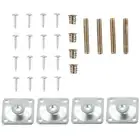 4Sets Leg Fixing Mounting Plate Level W/Metal Dowel Screw For Wooden Chair Table