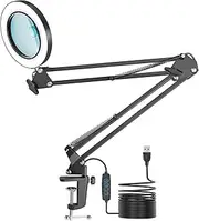 10X 8X Magnifying Lamp, Magnifying Glass with Light and Stand with Swivel Arm, Table Desk Lamp with 72 Dimmable LEDs Hands Free for Craft Reading Painting Hobby Close Reading Repairing Manual Work
