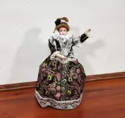 Dollhouse Victorian Lady Doll Poseable Fabric Lace Dress 1:12 Scale Miniature