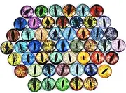 DROLE 100Pcs 25mm Glass Cabochons Evil Dragon Snake Doll Eye Covered Flatback Dome Cabochon Fit 25mm Jewelry Blanks