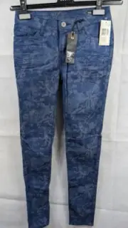 Buffalo David Bitton Jeans Womens 25 Blue floral Skinny Faith Mid Rise Stretch
