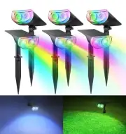 Linkind RGB Solar Spotlights Outdoor, Solar Lights Waterproof StarRayS 2-in-1...