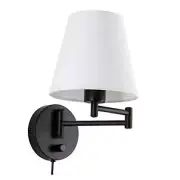 Modern Swing Arm Wall Mount Light Plug in, Corded Wall Lamps with White
